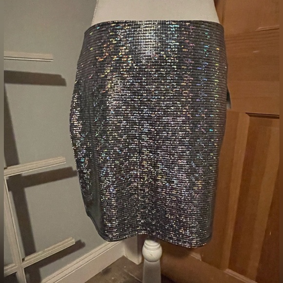 NWT Fore Disco Womens Metallic Short Mini Skirt size Large - Picture 3 of 14
